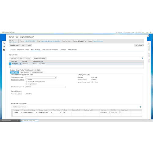 SAP Business ByDesign Time profile with additions
