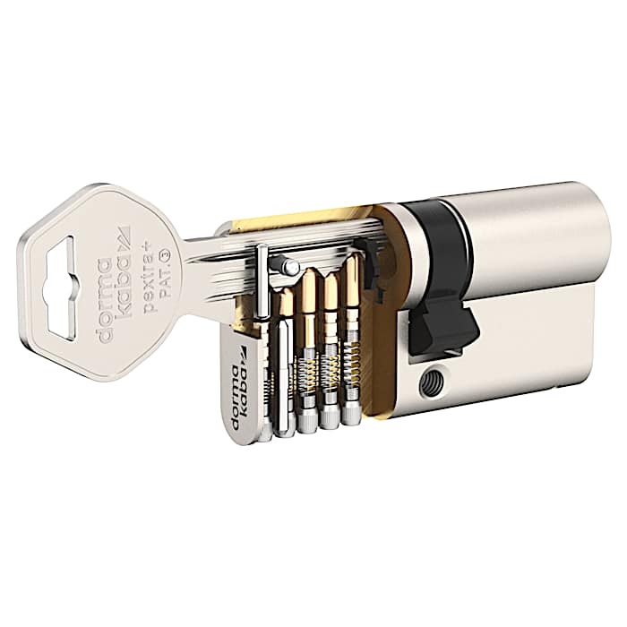 Cylinder locks with serrated keys - dormakaba pextra+