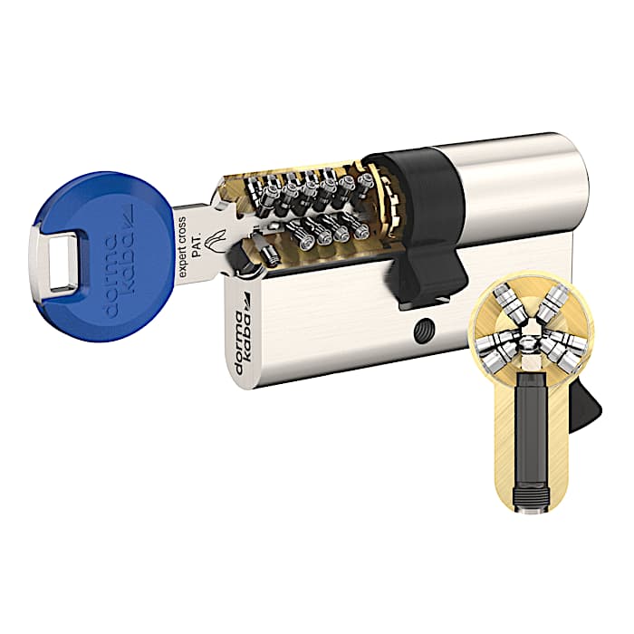 Cylinder lock with reversible key expert cross