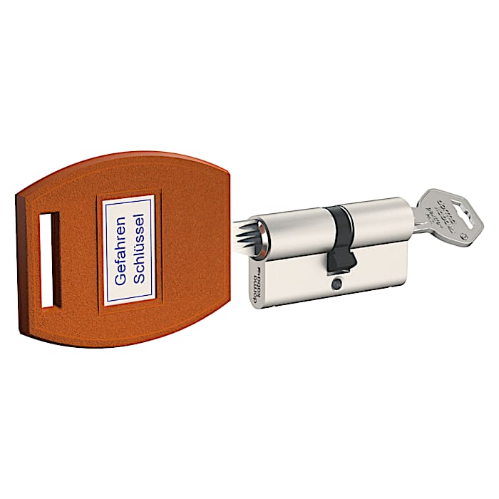 Emergency opening always possible, even if a key is inserted.