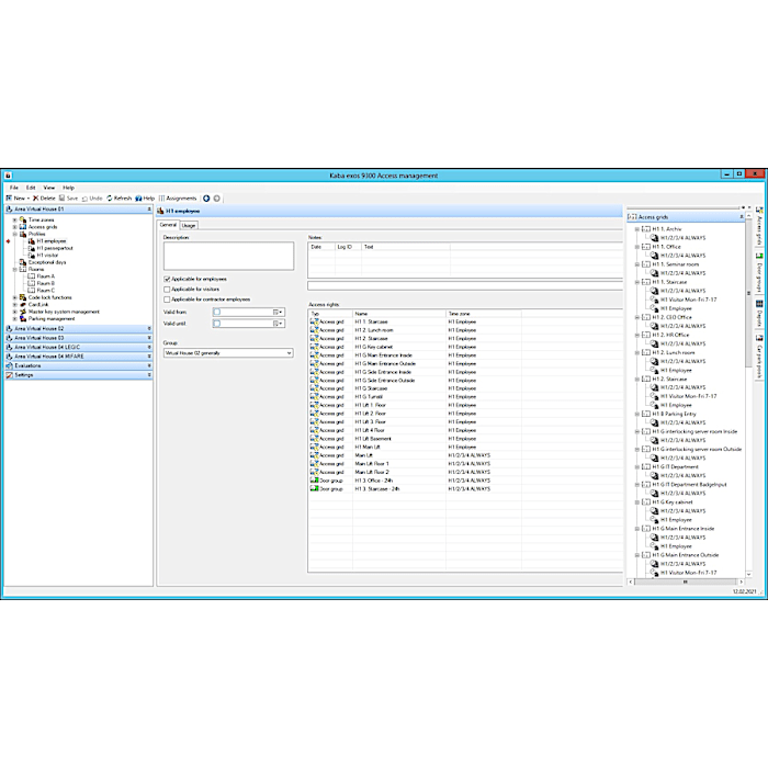 Exos access management screen